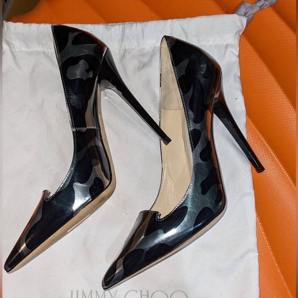 Jimmy Choo Black & Silver Camouflage Heels - Size 35 (Unworn) - Picture 2 of 7